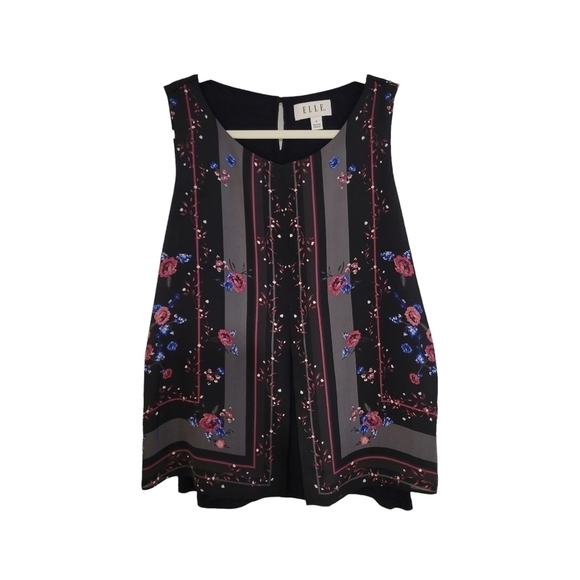 Elle Black Floral Front Cut Top - Picture 4 of 7